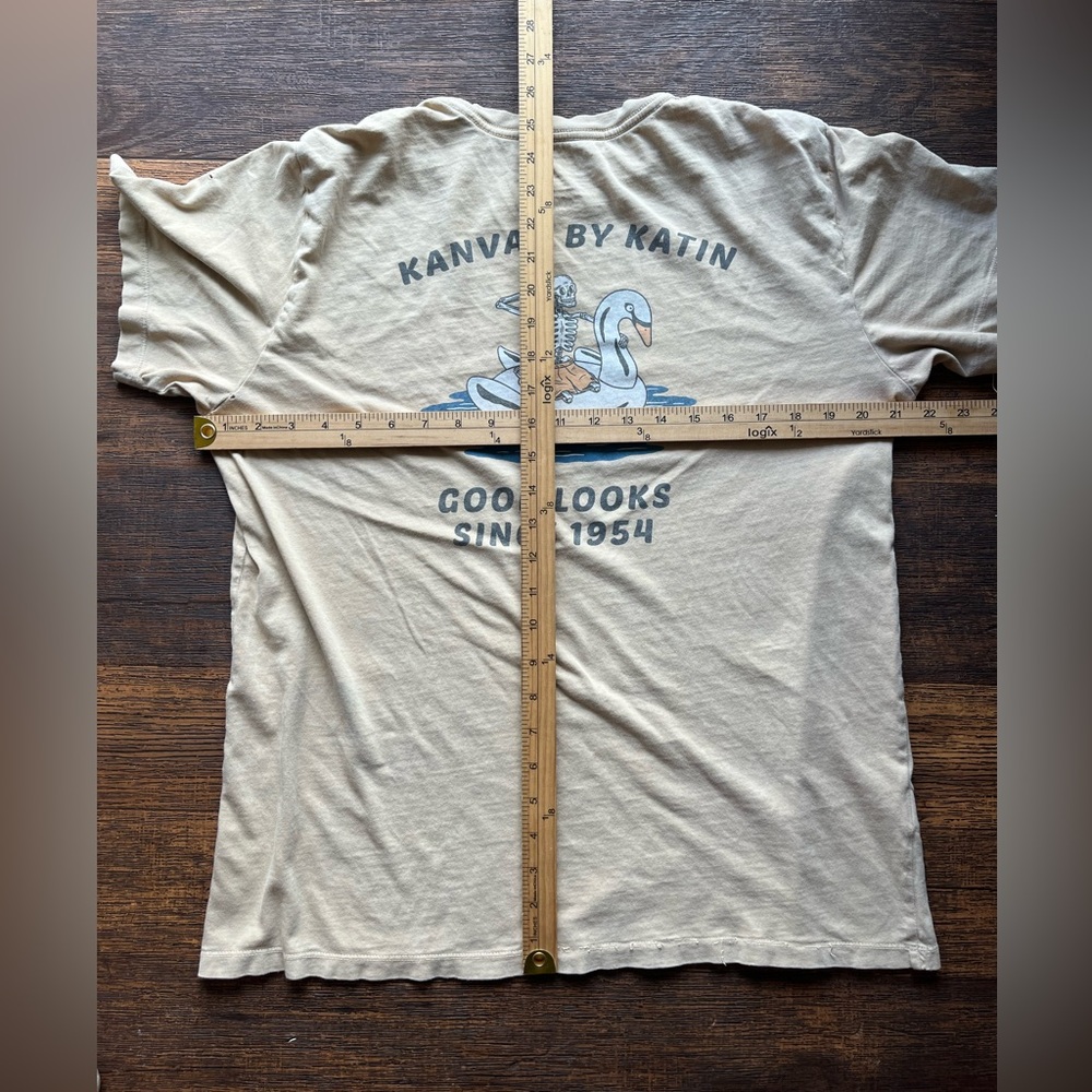 Men's Katin T-Shirt White Beige Logo M Huckberry Surf Beach Kanvas DISTRESSED - Picture 14 of 16